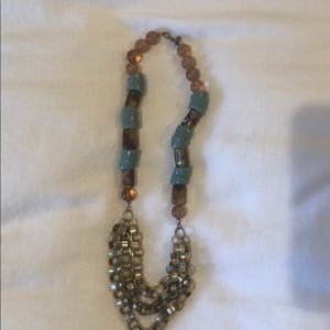 Anthropologie turquoise and brown necklace